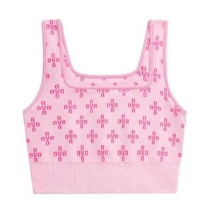 OVO Pink Monogram Rib Knit Crop Top